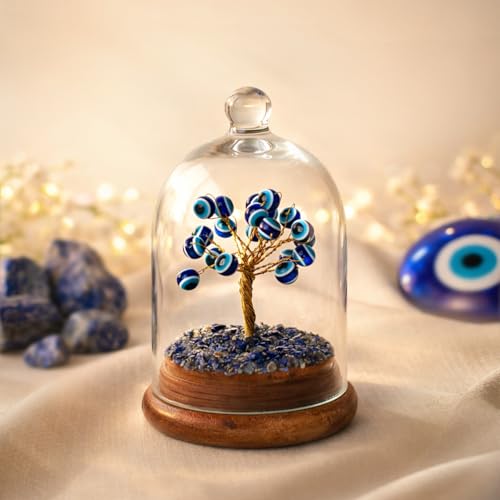 Image of Astrotalk Evil Eye Crystal Dome Tree | Protects from Negative Energy | Feng Shui Items For Good Luck | Home Decor For Living Room & Bedroom | Housewarming Gifts | Aesthetic Home Decor Items,7 Cm