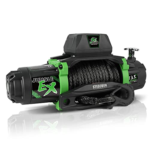 STEGODON Winch 13500 lb. Electric Winch Synthetic Rope Winch，12V Power