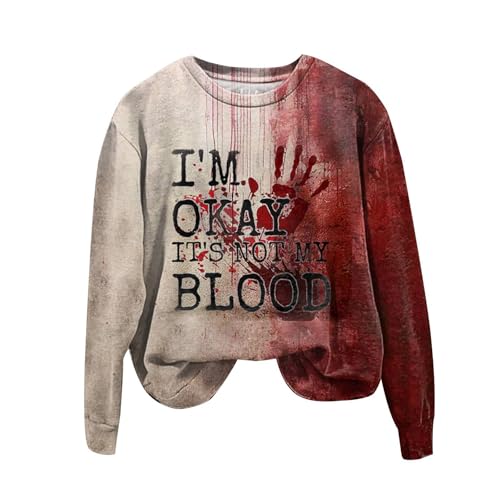 Sweat-shirt d'Halloween pour femme col rond rouge pastèque XXL pull manches longues sans capuche