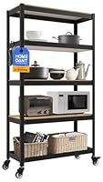 HOMEDANT House Premium-Rollregal Schwerlastregal mit Rollen Kellerregal Lagerregal Haushaltsregal Küchenregal Garagenregal 40 x 90 x 165cm Regal mit Laminat-MDF-Böden verstellbare Ablagen Schwarz