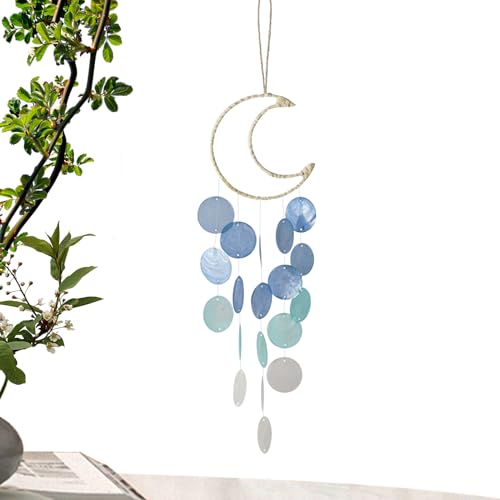 Campane a a forma di luna, suono decorativo per esterni, 55 x 15 x 0,9 cm, accessorio di design artigianale, campanello a conchiglia per giardino, patio e balcone