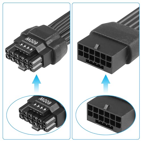 Cavo di prolunga ATX3.0 12VHPWR 1FT, PCI-e 5.0 12VHPWR ATX3.0 600W Cavo di alimentazione 16 pin femmina a maschio, per scheda grafica GPU 12+4 pin RTX 3090Ti 4070Ti 4080 4090 (MF) - Alimentatore - Immagine 5