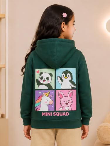 Image of Unisex Kids Solid Full Sleeve Zip Front Open Hooded Sweatshirt