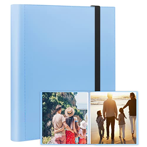 Blue Scrapbook Album for 68 Photos, Holds 8.5x11 Pictures