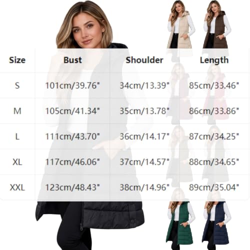 Womens Long Puffer Vest Lightweight Plus Size Quilted Jackets with Hood - image 7