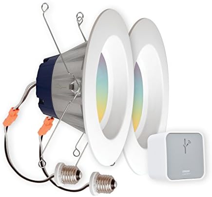SYLVANIA LIGHTIFY Starter Kit, Includes 2 LIGHTIFY ZigBee Full Color RT 5/6 Recessed Lights, 65W Equivalent, and 1 OSRAM LIGHTIFY Gateway