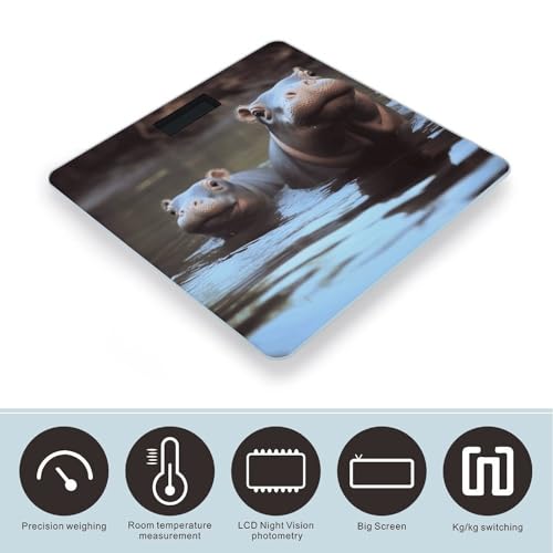 Báscula Digital Baby Hippos 400 lb Vidrio Templado miniatura 3