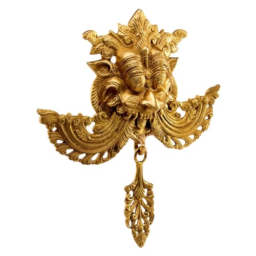 Image of Mla's Decor Brass Nazar Battu for Home Entrance Door Knocker | Yaali Evil Eye Protector | Kirtimukha for Home Door Decor | Brass Wall Hanging Decor | Negative Energy Remover for Home | 11.5 Inch