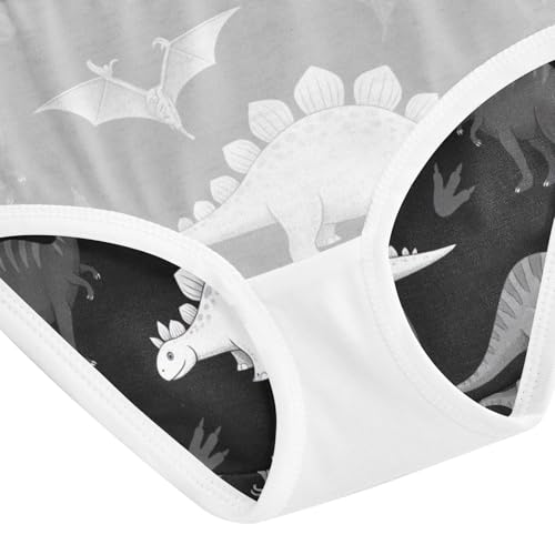 Cute Dinosaurs Black Girl Underwear, Toddler Girl Panties, Girls Cotton Underwear, 2–8 Years4
