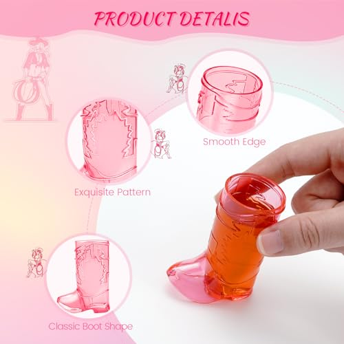Image of SAIAOKJ Cowboy Boot Shot Glasses, 30 Pcs 1 Oz Plastic Boot Cups (Rose Red)