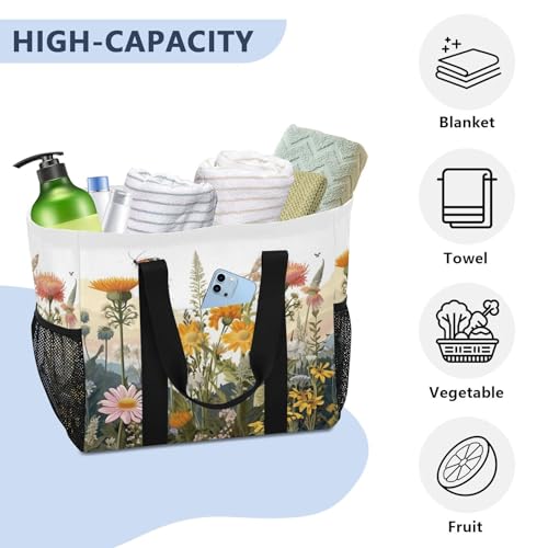 Nander Herb Flower Foldable Tote Bag Waterproof Sandproof Women Beach Bag Handbag Gym Bag4