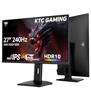 KTC Gaming Monitor 240Hz 27 Zoll | FHD@240Hz | Verstellbarer Ständer | Schnelles IPS Panel | 1ms Reaktionszeit (MPRT) | 350 cd/㎡ Helligkeit, HDR | Adaptive Sync | 97% DCI-P3, 99% sRGB, ΔE＜2 | H27F7