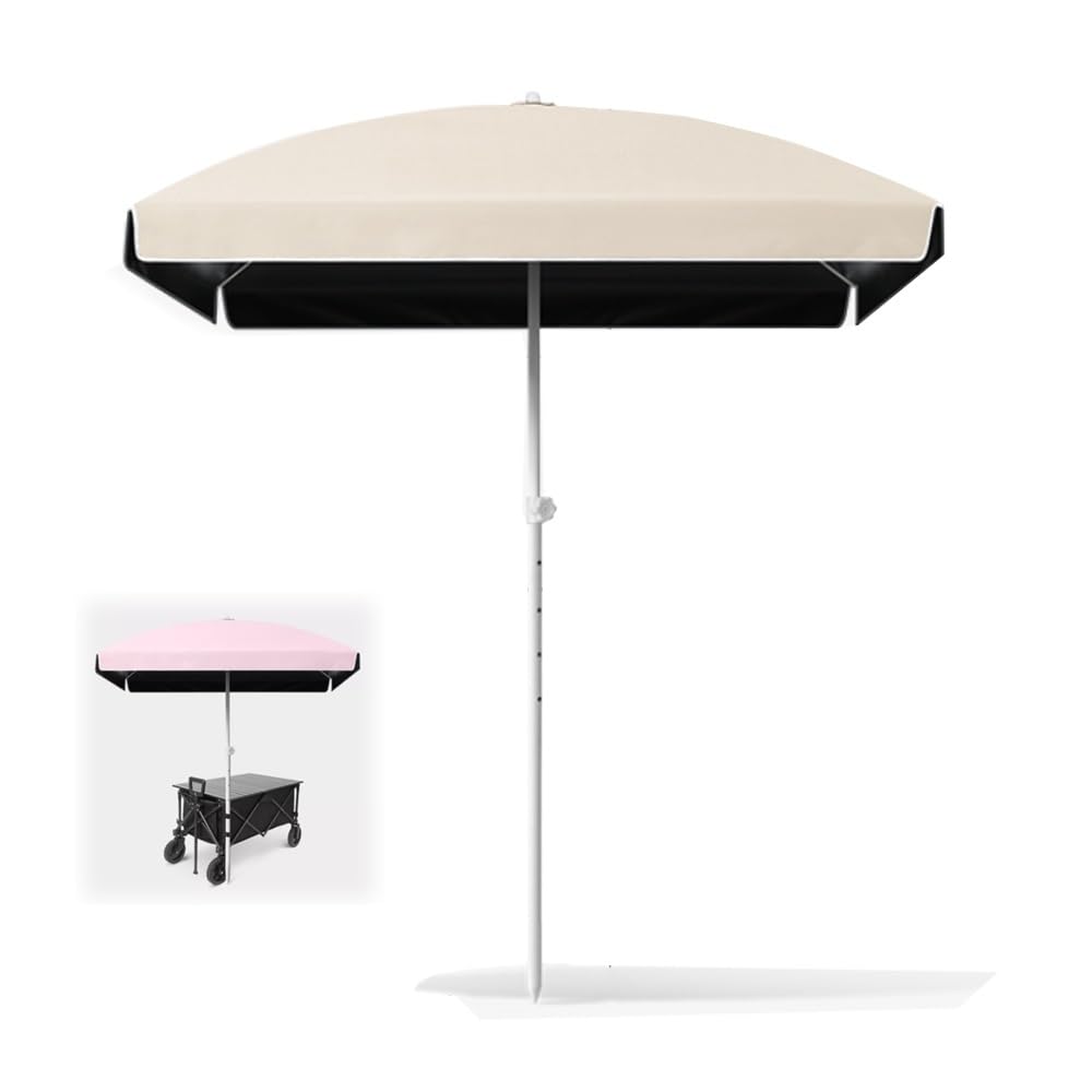9 ft rectangular solar-powered patio umbrella in taupe Sun-Ray 9 ft. x 7 ft. Rectangular Solar Lighted Market Patio Umbrella in  Taupe 841027