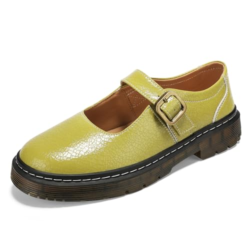 Image of Women's Mary Jane Flat Shoes Comfort Platform Buckle Ankle Strap Flats Breathable Slip On Lightweight Office Work Shoes Pistac,8 US