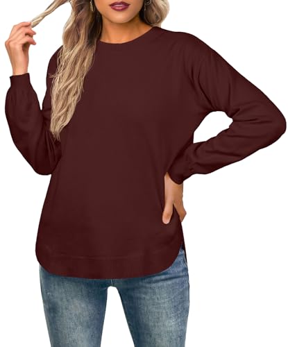 Image of GRECERELLE Womens Long Sleeve Lightweight Crewneck Sweater Tops Casual Soft Knit Pullover Jumper