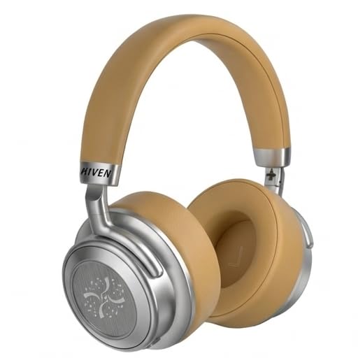 HIVEN- VJ364 Wireless Over Ear Headphones, Pure Bass Sound, Upto 80 Hrs Playtime, Speedcharge, with ANC, Lightweight, Bluetooth 6.0(Light Brown)-image-15