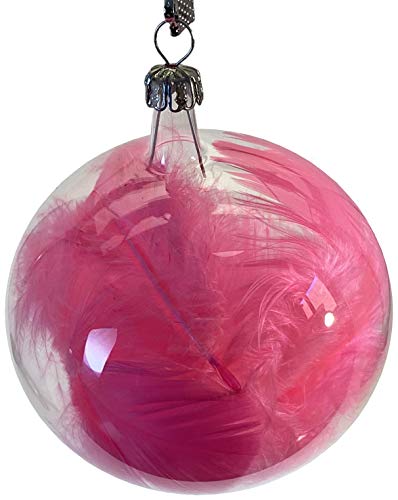 MILO&BATA.12 Clear Glass Balls Ornaments Filled with Feathers for Christmas Tree Decoration. Angel Wings, Baby Shower Decor, Thanksgiving Celebration, Halloween, Baptism, New Years, Wedding, Birthday.