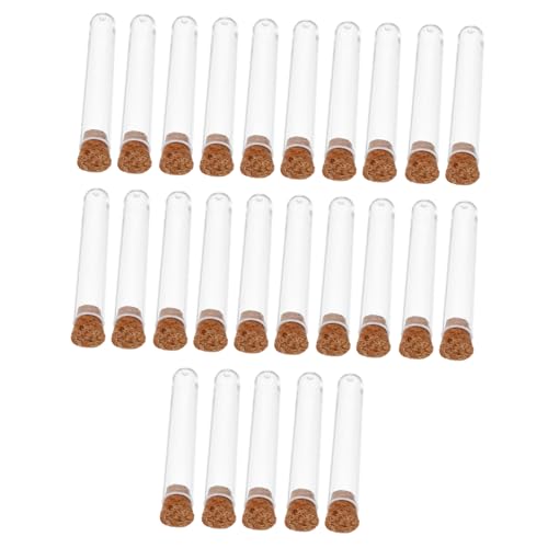OUNONA 25pcs Test Tube Bottle Spice Containers with Lids Sample Tube Test Tube Holders Test Tubes with Cork Mini Terrarium Test Tube Chemistry Tube for Test Clear Test Tubes Plastic