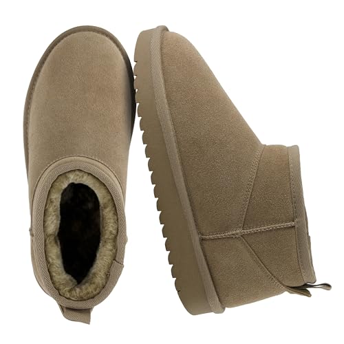 Image of CUSHIONAIRE Hip-3 Genuine Suede Leather Ankle Boots for Women - Pull On Cozy Faux Fur Boots Womens Shoes with Comfortable Memory Foam