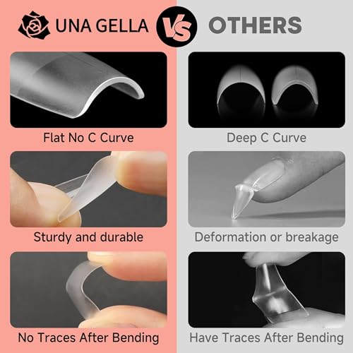 Image of UNA GELLA Short Square Nail Tips Pre-buff Soft Gel Nail Tips Matte Square False Nails Tips Acrylic Full Cover 504Pcs 15Sizes Gelly Press On Nails Fake Nails Tips for Nail Extension DIY Salon