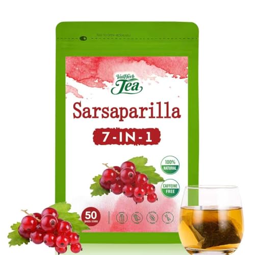 Image of VailHerbTea Sarsaparilla Root Tea Bags - 50 Count, Handcraft Herbal Tea for Detox Cleanse Support, Natural Formula w /Echinacea & Dandelion for Urinary & Immune System - Caffeine-Free, Mild Taste Tea.