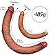 Leyuye 40cm Extra Long Doppeldildo Flexibler Realistischer Penis Dildo für Lesbische Männer Paare, Gay Anal G Punkt Stimulation Weich Doppelschicht Silikon Dildo Extreme Sexspielzeug(Fleischfarbe)