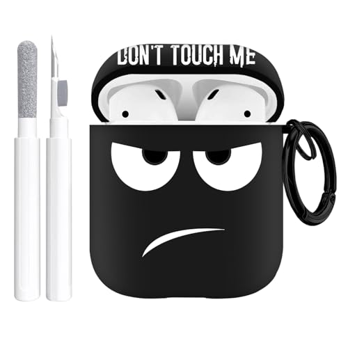 Youtec for Airpods Case, Don't Touch Me for Airpods Cover with Keychain Soft Cute Shockproof Cover for Women Men Compatible with for Airpods 2/1 Charging Case -Black