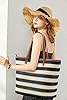KALIDI Straw Tote Beach Bag Striped Shoulder Handbag Stitch Woven PU Leather Handle Zipper Closure Inner Pocket Travel Shopping Picnic #2