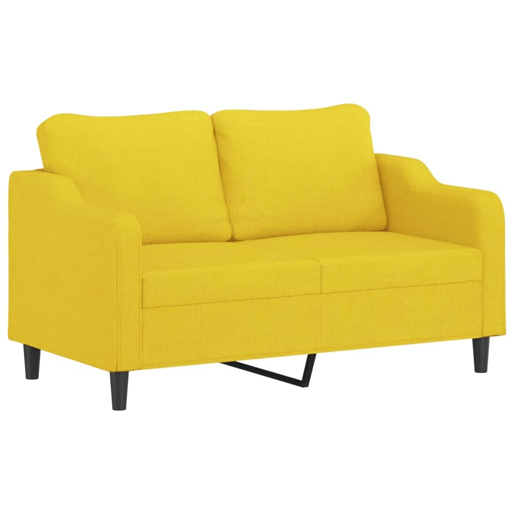 Gecheer Sofás de salón,Sofá Chaise Longue Moderno,Sofás cheslong,Silla Sillón de Asiento - Sofá de 2 plazas con Cojines Tela Amarillo Claro 140 cm