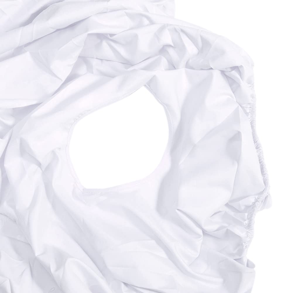 2 lenzuola per lettini da massaggio, con foro universale per il viso, con angoli elasticizzati, per SPA e salone di bellezza per il viso, (colore: bianco)