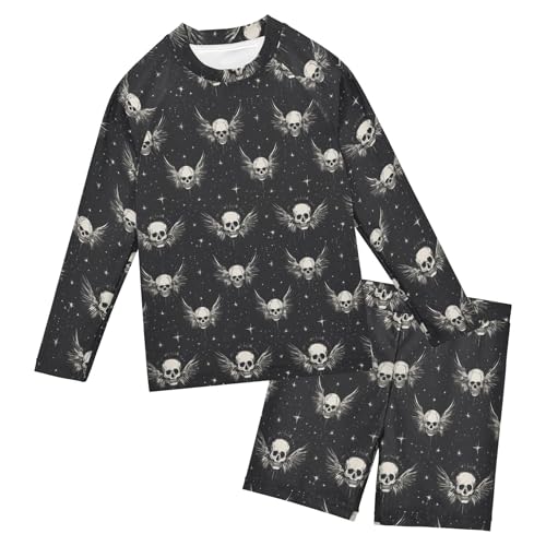 Skull Wing Baby Boys' Toddler Long Sleeved Rashguard Swim Bathing Suit Set B0404504
