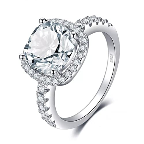 Bague de fiançailles halo 3ct en argent d'une brillance éternelle
