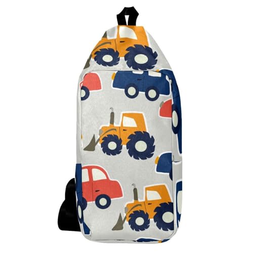 Sac à dos bandoulière voitures et tracteurs multicolore pour homme et femme 16x36cm
