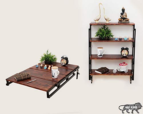 Ebee 4 Shelves Engineered Wood Wall Mounted Shelf Cum Study...