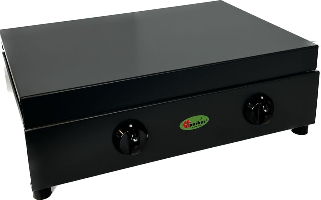 Parker FORNELLO da Tavolo Grigio Grafite con Piano in Acciaio Inox 2 FUOCHI con Piano Removibile per LA Pulizia Alimentazione Gas GPL (BOMBOLE) per Uso Esterno