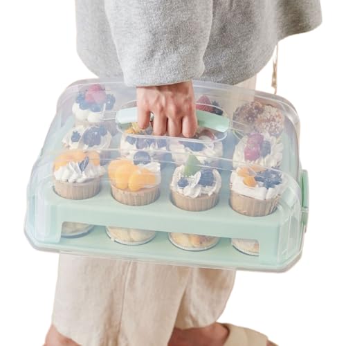 Contenedor para tartas, soporte para cupcakes, soporte para magdalenas, organizadora de almacenamiento de alimentos de 2 niveles para magdalenas, galletas, boda, de cumpleaños, Navidad