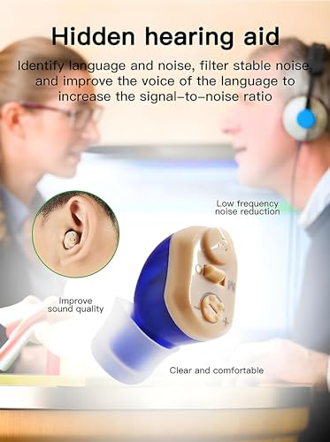 Image of Aika AG-7950 Mini Rechargeable Invisible Digital CIC Hearing Amplifier Ear Machine, Digital Hearing Aids For Seniors (Left Ear, Blue, With Dry Kit)