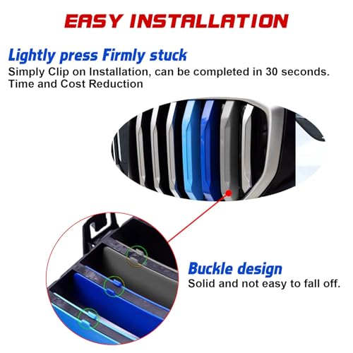 Image of x xotic tech Iconic 3-color Tri Grille Insert Trims Strips, Front Center Kidney Grilles Compatible with BMW X5 G05 2024 2025 2026 (7-Beams Standard Grill)