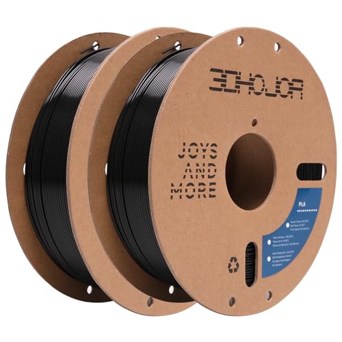 PLA Filament 1.75mm,3D Printing Filament,1kg*2 Cardboard Spool, Fit Most FDM 3D Printer,Dimensional Accuracy +/- 0.03 mm,Vacuum Packaging-2Pack Black