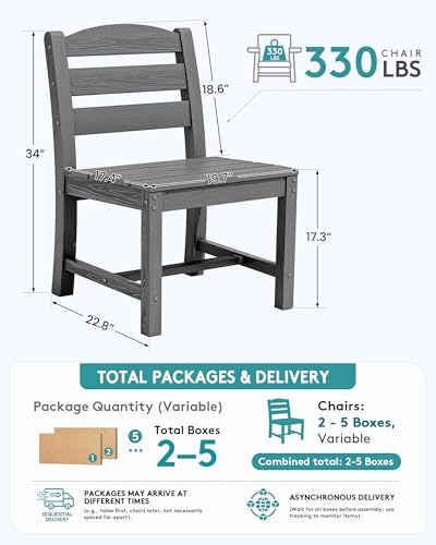 Image of SERWALL Outdoor HDPE Armless Dining Chairs Set of 2, Gray