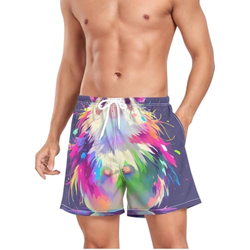 Pantalones cortos de yoga y playa para hombre con diseño de hámster animado