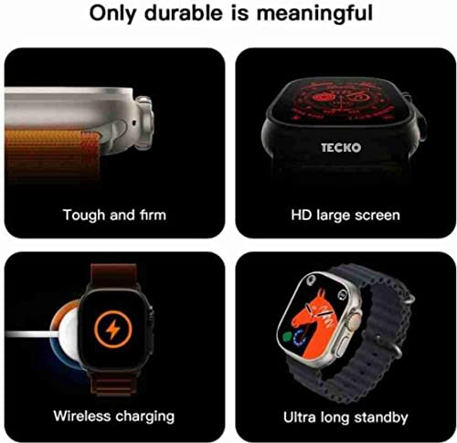 Image of TECKO S8 Ultra Watch 49mm Bluetooth Calling Series 8 AMOLED High Resolution with All Sports Features & Health Tracker, 5 Days Long Wireless Charging Battery, Bluetooth Unisex Smart Watch Black