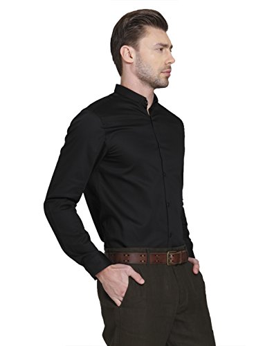 Image of Jack & Jones Men's Black Slim Fit Opaque Casual Shirt