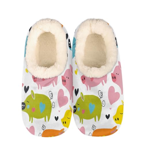 Cartoon Animal Piggy Slippers for Women Slipper Socks Soft Fuzzy House Slippers Shoes for Indoor Bedroom, Winter Cozy Christmas Gifts