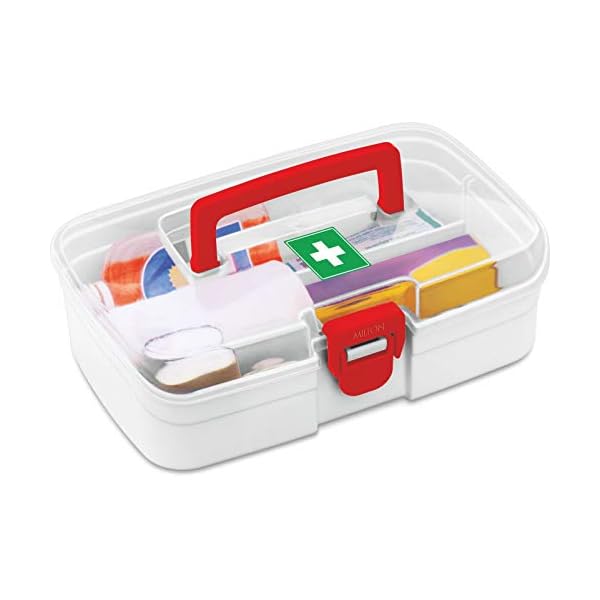 MILTON Plastic Rectangular First Aid Box, 1 Piece, White, Small