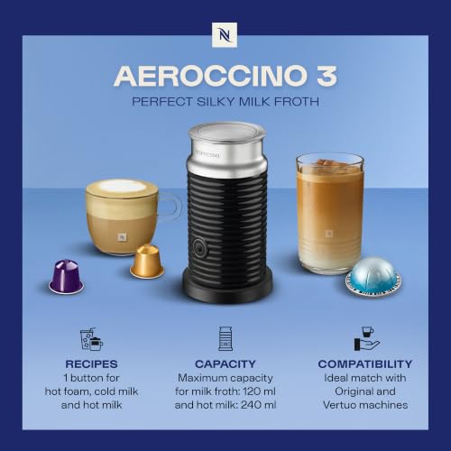 Nespresso Aeroccino 3 Milk Frother, Black, Steel - image 2