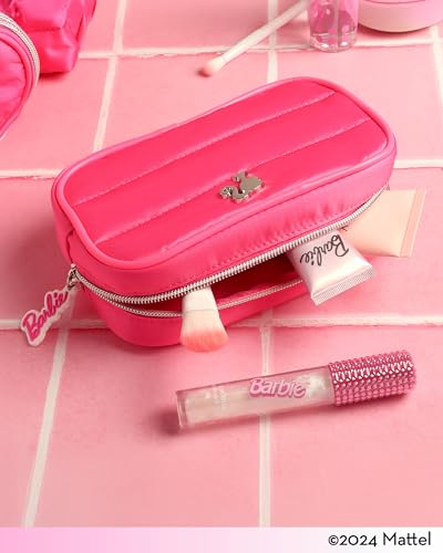 SALLY ROSE Barbie Pink Makeup Bag Official License, Quilted Camera Bag-Shape Pink Cosmetic Bag for Travel and Home, Cute Makeup Bags2