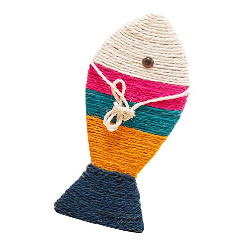 Brinquedo interativo para gatos da POPETPOP, placa de raspagem de gato, colorido listrado, peixe de