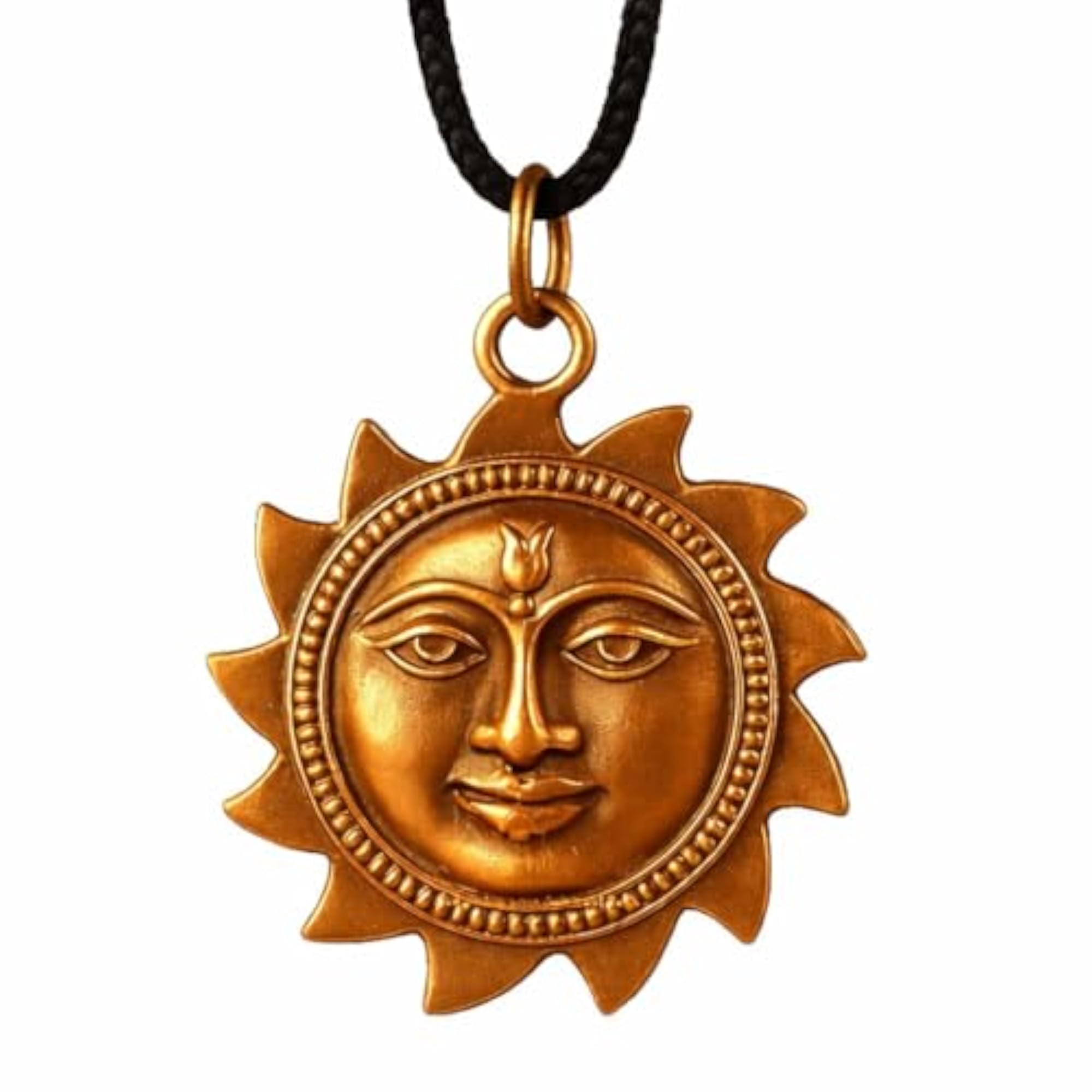 Unisex Sun Face Copper Pendant Locket Chain