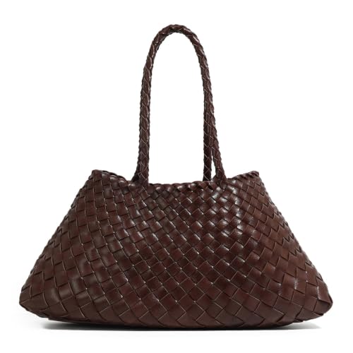 Image of Rejolly Basket Tote Bag for Women Woven PU Leather Shoulder Handbag Chic Purse